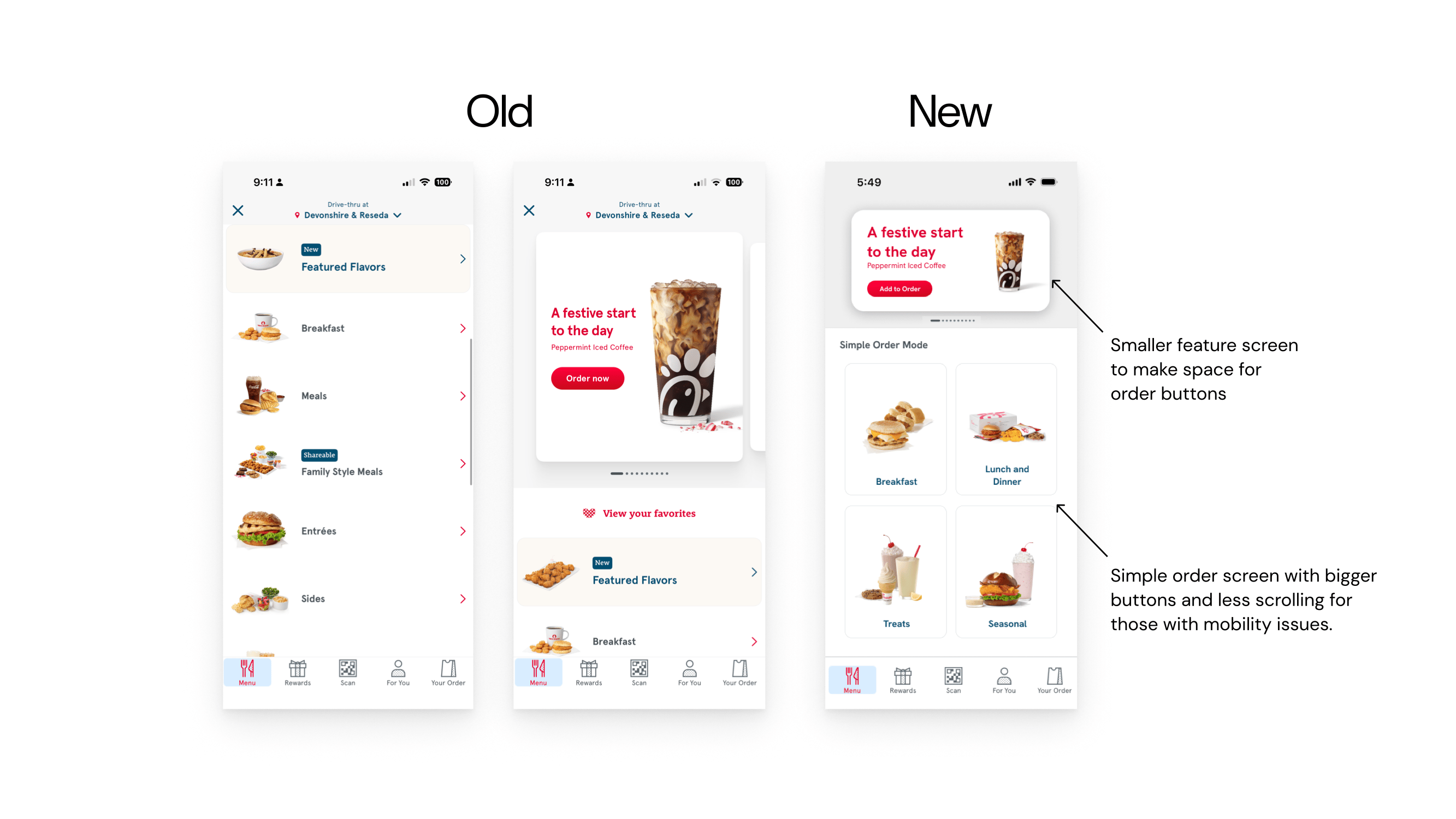 an image showing a new version of the order screens. it shrinks the slider to 1/4 of the page instead of 1/2 like the original. Simple order screen simplifiles the screen to 4-8 button for screens