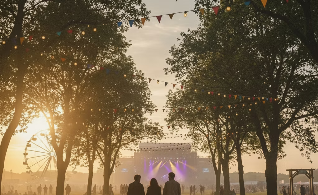 a header image for my duskline portfolio piece. revolving around a music festival.